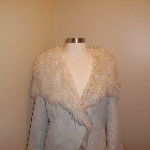 Tory‎ Burch Shearling Ivory White Lambskin Winter Runway Jacket Coat Jacket - Picture 6 of 16
